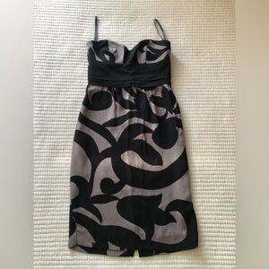 Twelfth Street By Cynthia Vincent Black Grey Silk Strapless Dress Size 0